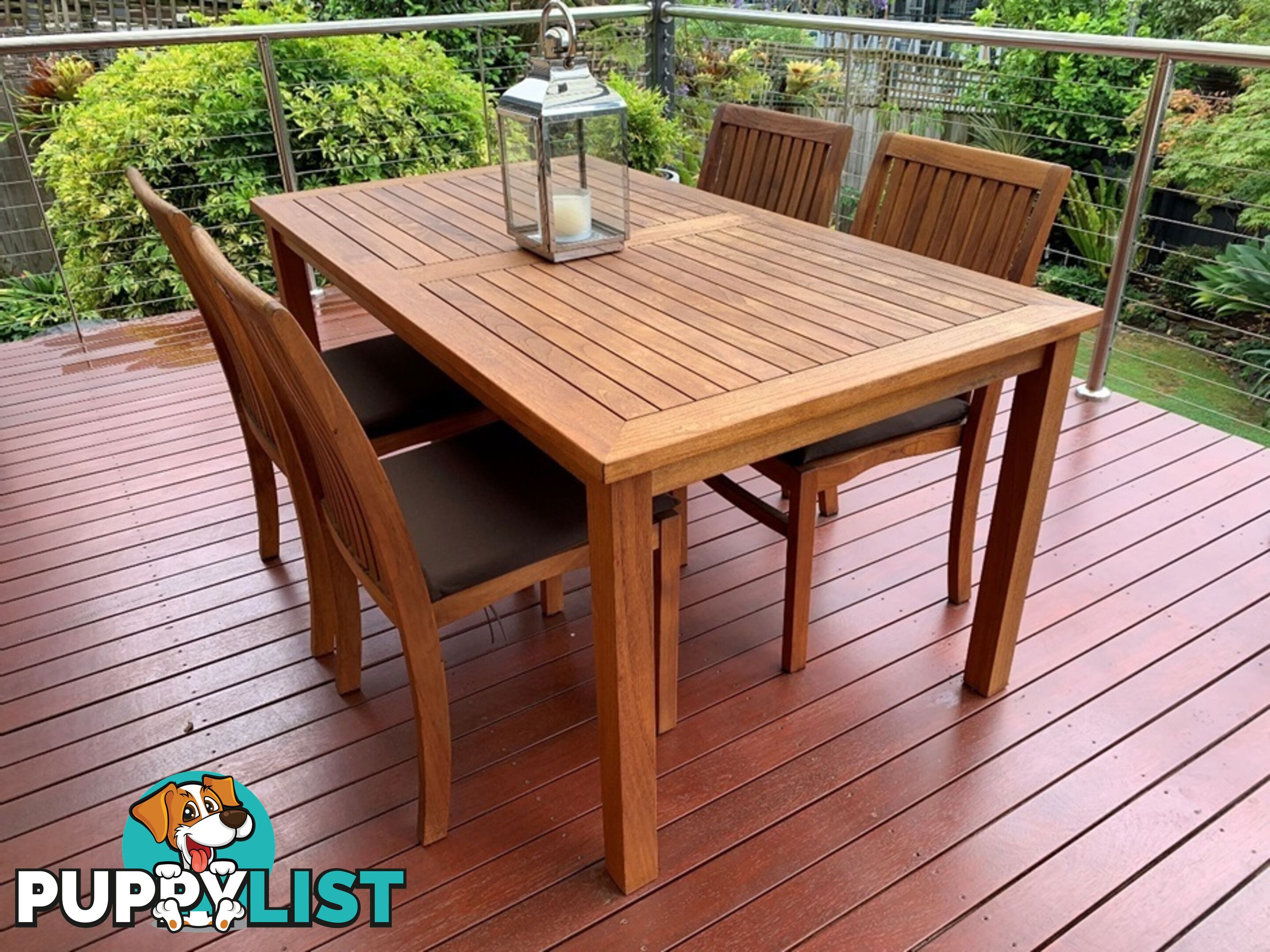 Solid Teak 5-piece Outdoor Dining Setting