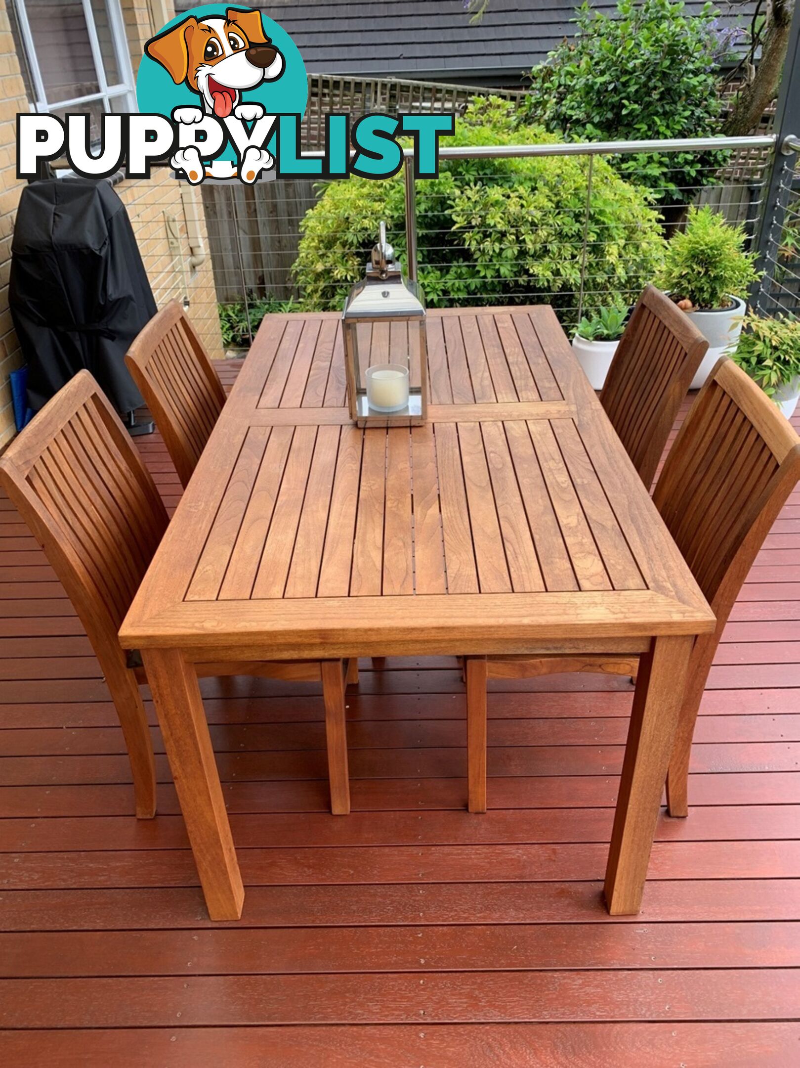 Solid Teak 5-piece Outdoor Dining Setting