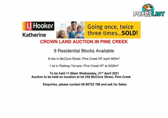 lot 259 McClure Street PINE CREEK NT 0847