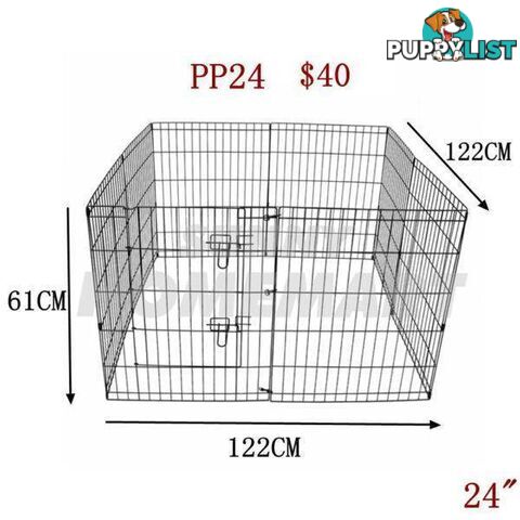 24" 8 Panel Pet Playpen Dog Cat Puppy Rabbit Fencing Exercise Bar