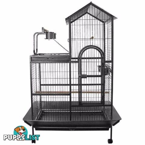 LARGE INDOOR BIRD BUDGIE PARROT WIRE CAGE AVIARY ON WHEELS