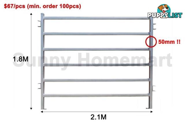 1.8Mx2.1M Cattle Horse Yard Panel Heavy Duty 2.5mm or 1.6mm Thick