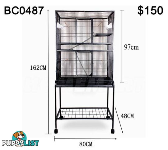 Large 162CM Stand-Alone Parrot Aviary Budgie Canary Bird Rat Cage