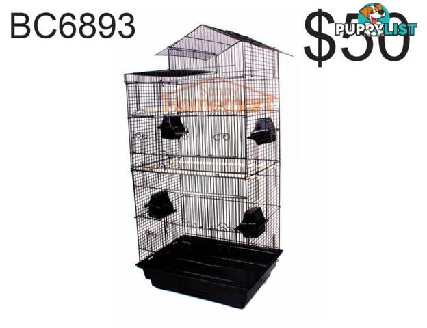 94CM Elegant Traditional House Top Bird Cage Carry Cage Black