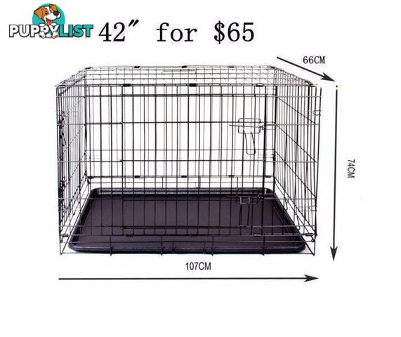 Large 42"Dog Cage PET cat Crate Metal foldable training kennel