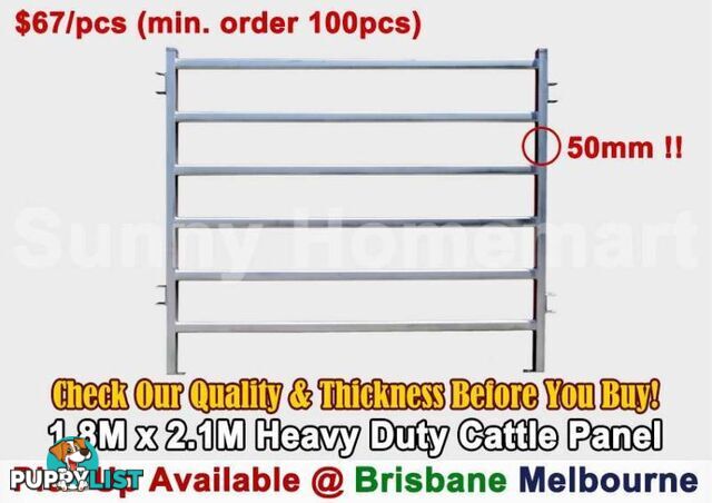 NEW Heavy Duty Cattle Horse Yard Panel 50*50mm Frame 6 Oval Bars