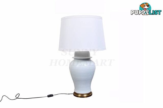 New White Glazed Ceramic Base with white shade Table Lamp 51x85cm