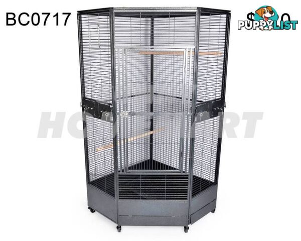 Extra Large 163CM Premium Corner Parrot Aviary Bird Cage On Wheel