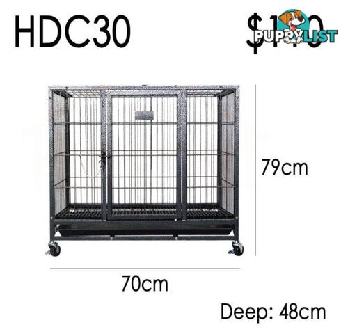 30" Heavy Duty Metal Tube Pet Puppy Dog Cage Crate on Castors