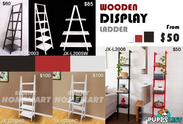 Wooden Display Ladder Book Shelf Wall Rack Home Furniture