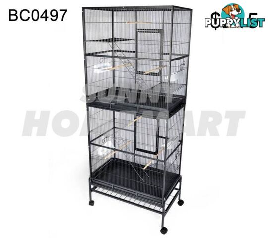 XLarge 187 CM Stand-Alone 2 Level Parrot Aviary Canary Bird Cage