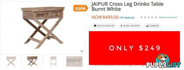 JAIPUR CROSS LEG DRINKS TABLE