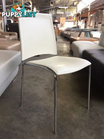 WHITE LEATHER DINING CHAIR