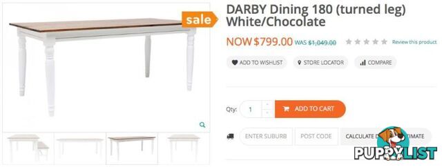 DARBY DINING TABLE 1800