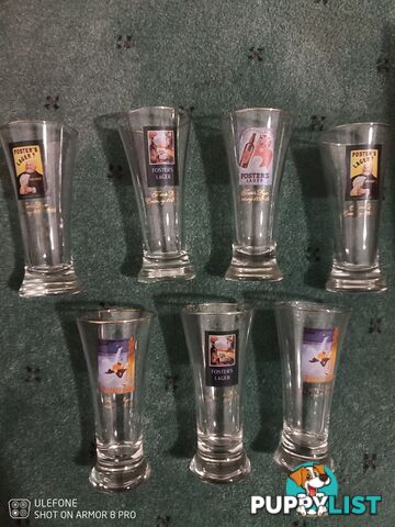 (Set 7 ) Fosters larger 100 yr Centenary 1888- 1988 glasses.