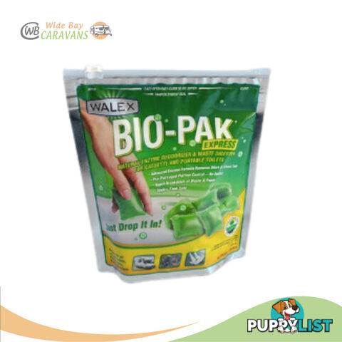 Walex Bio-Pak Express Green - Waste Cassette Drop-In - 15 Sachets - Septic Safe