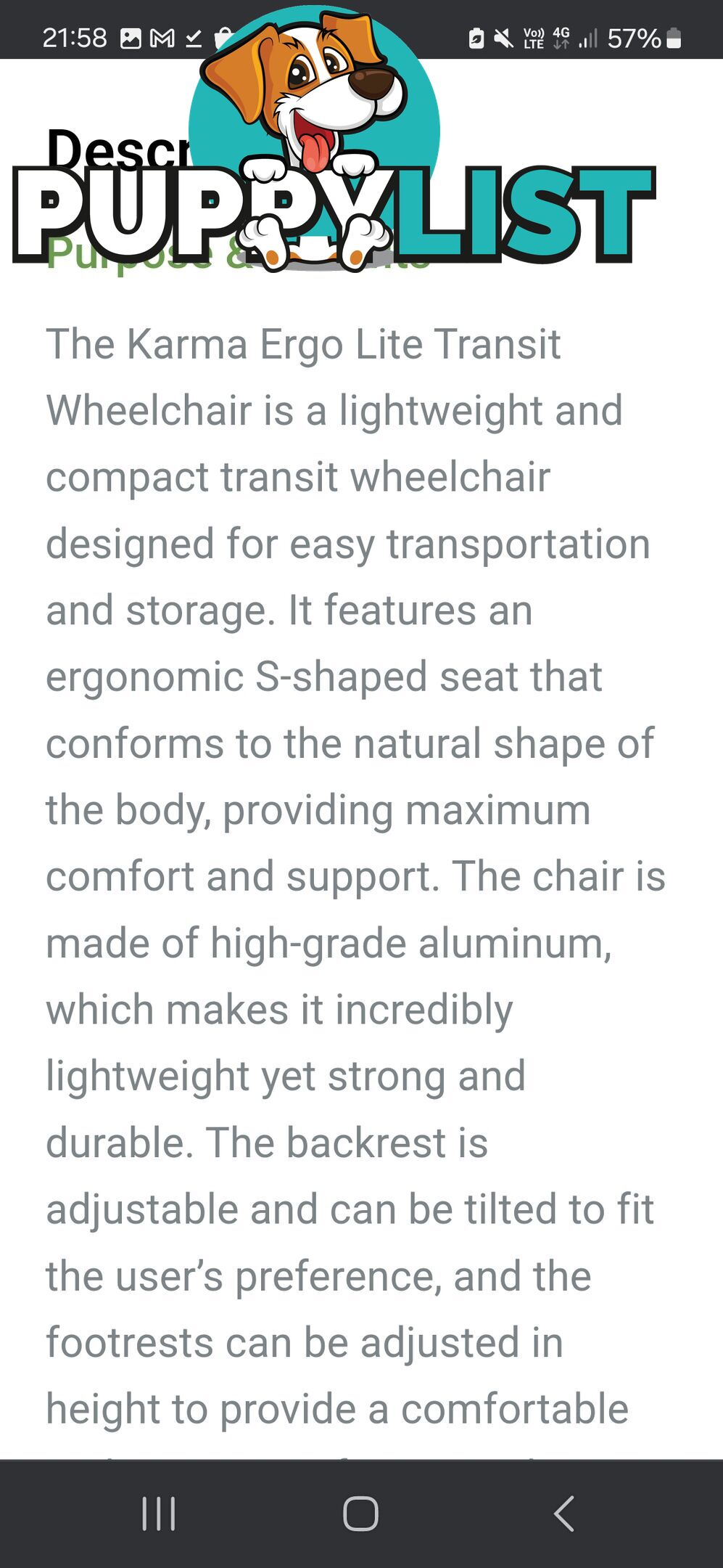 Transit wheelchair KARMA