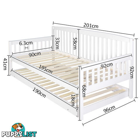 Wooden Sofa Bed Frame Single White