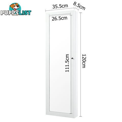 Wall Mount Jewellery Cabinet w/ Mirror White