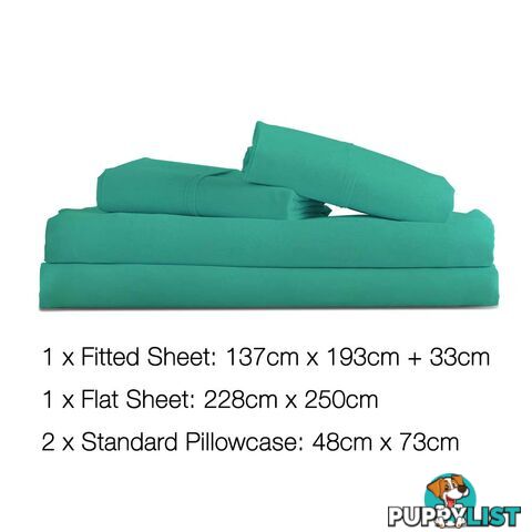 4 Piece Microfibre Sheet Set Double_ÑÐ Aqua