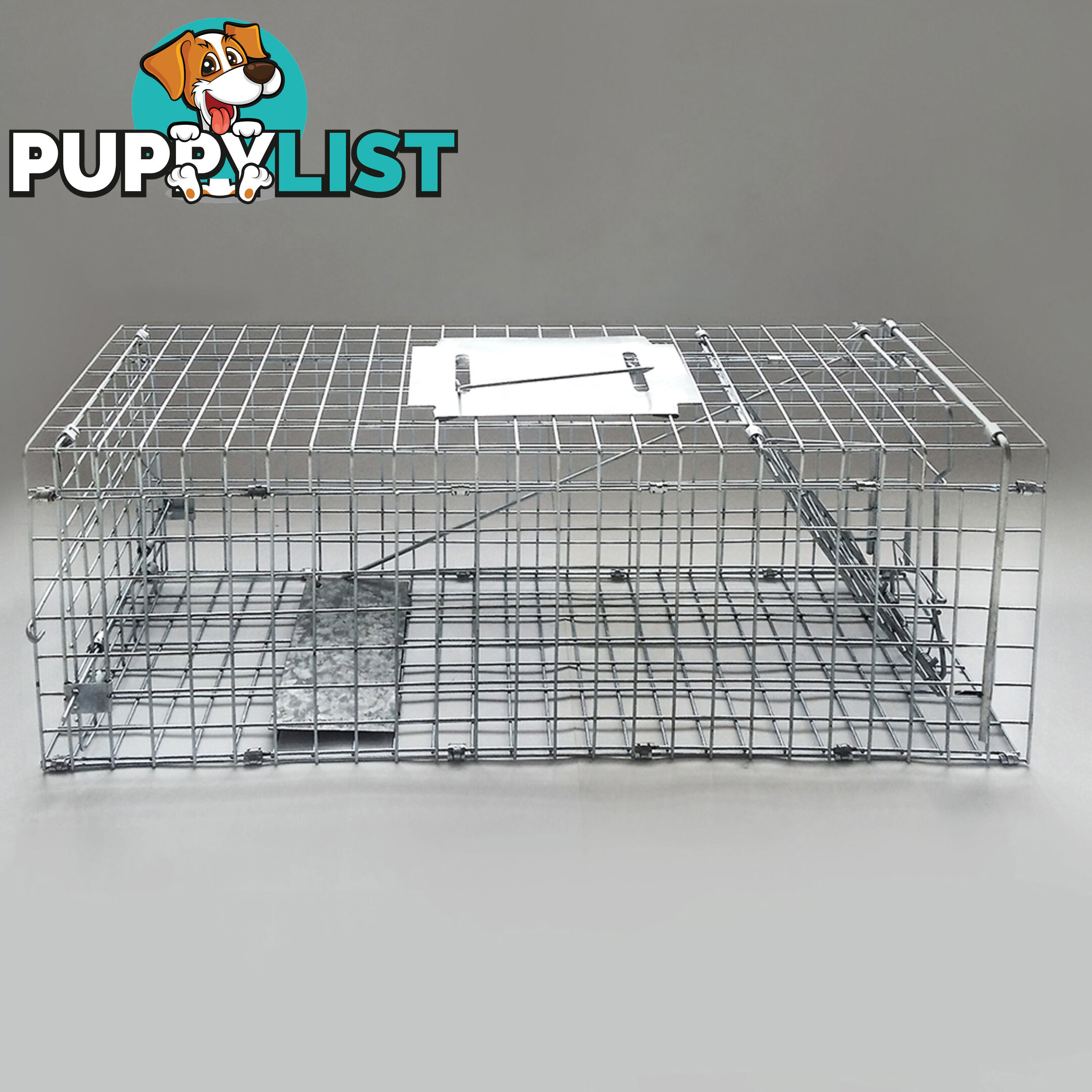 Humane Animal Trap Cage 108 x 40 x 45cm Silver