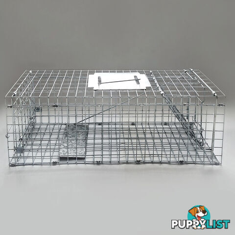 Humane Animal Trap Cage 108 x 40 x 45cm Silver