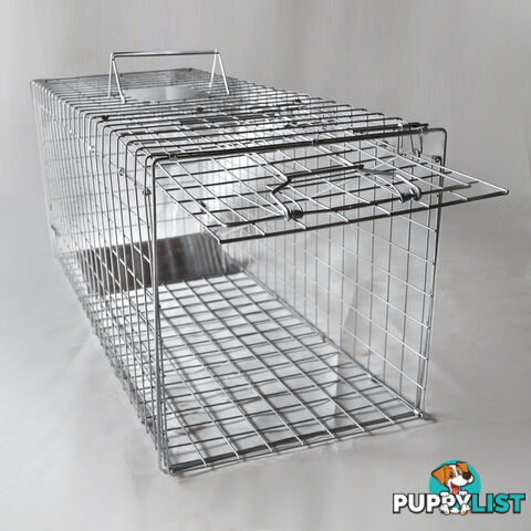 Humane Animal Trap Cage 108 x 40 x 45cm Silver