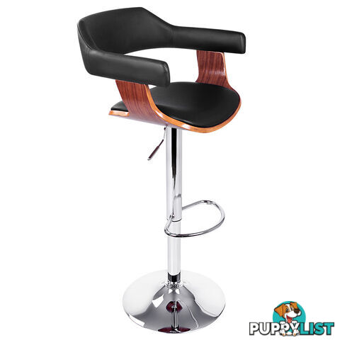 PU Leather Wooden Kitchen Bar Stool Black