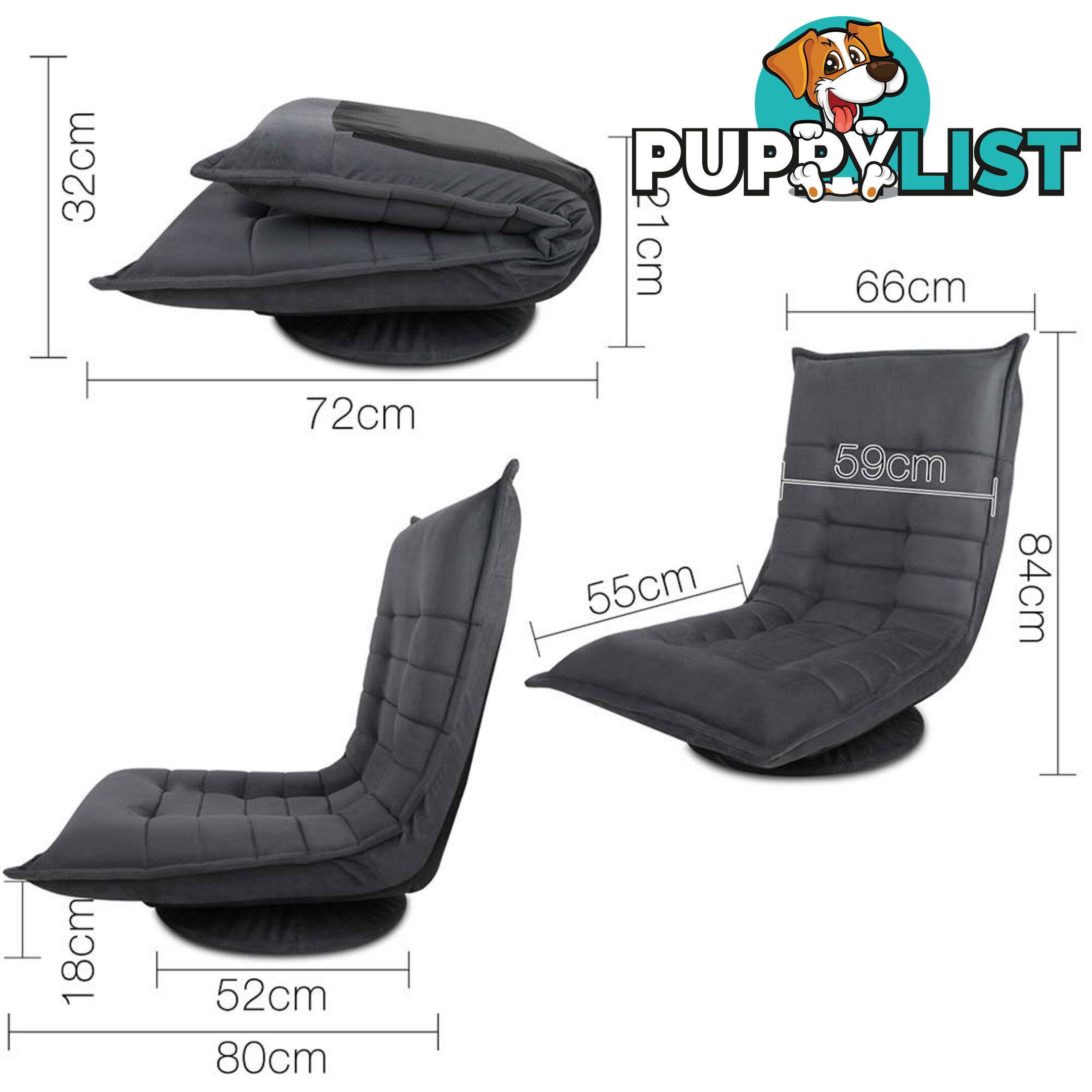 Single Size Lounge Chair - Charcoal