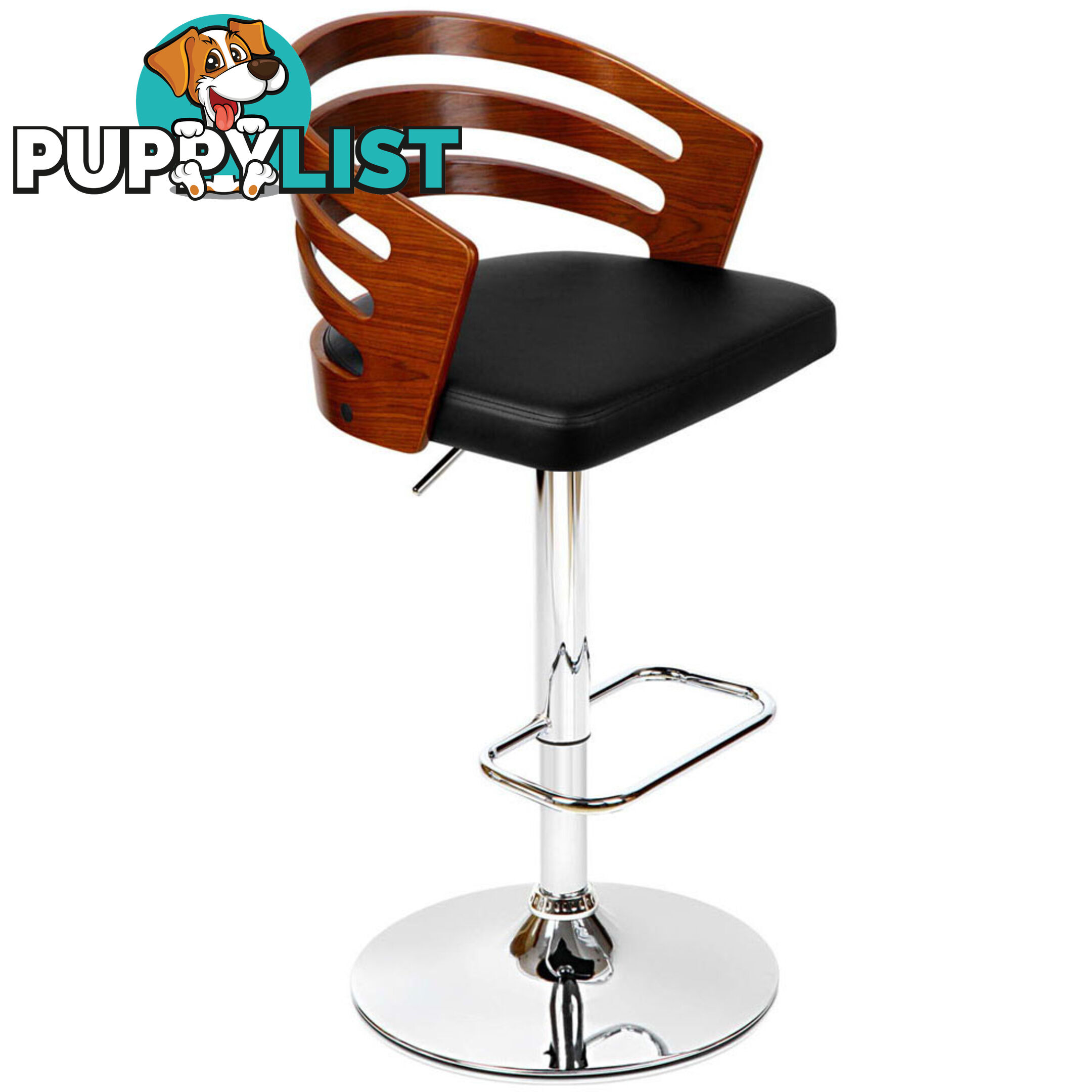 Wooden Bar PU Leather Stool