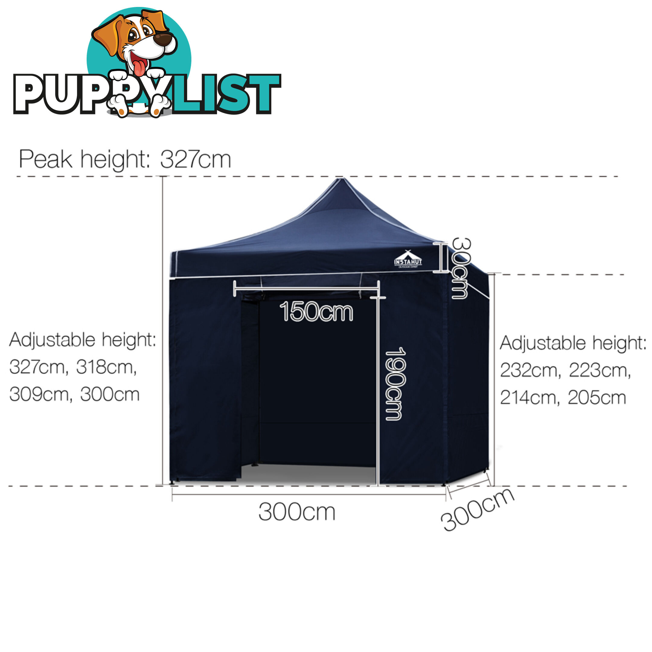 3x3 Pop Up Gazebo Hut with Sandbags Navy