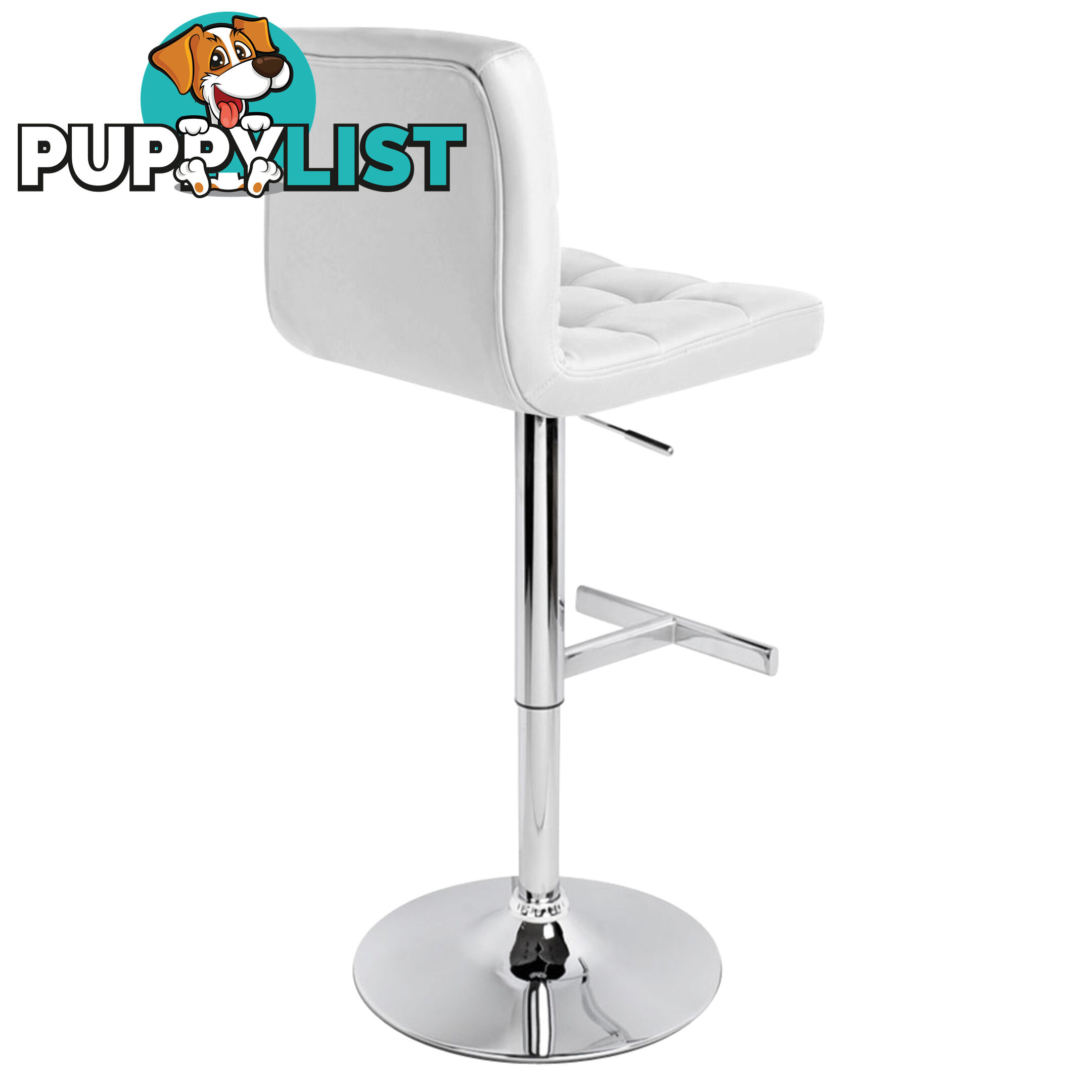 Set of 2 PU Leather Kitchen Bar Stool White