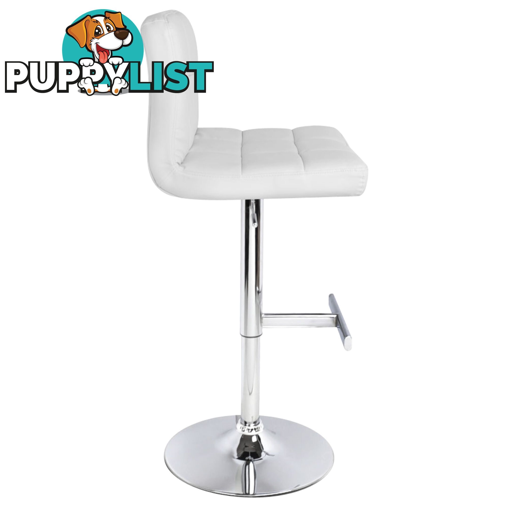 Set of 2 PU Leather Kitchen Bar Stool White