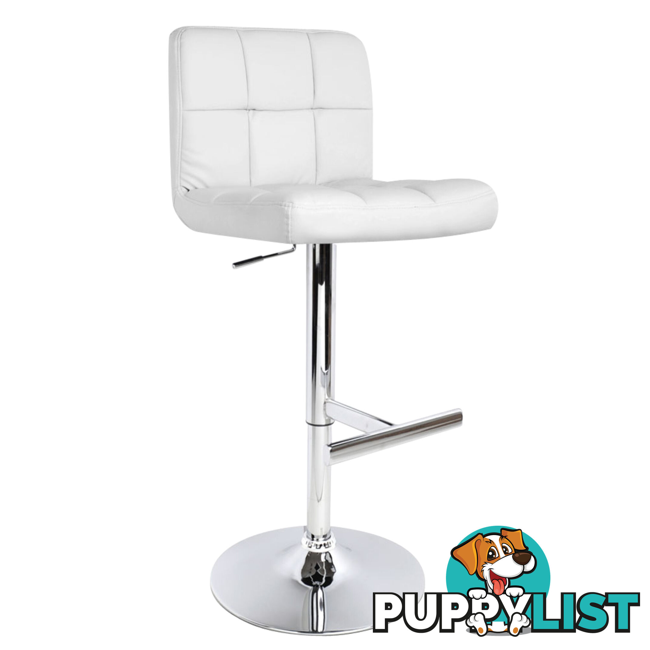 Set of 2 PU Leather Kitchen Bar Stool White