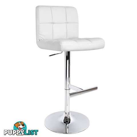 Set of 2 PU Leather Kitchen Bar Stool White