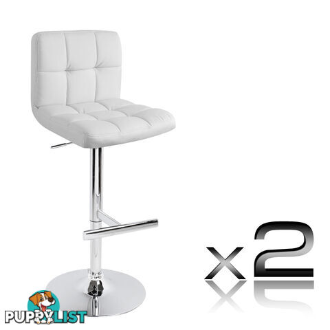 Set of 2 PU Leather Kitchen Bar Stool White