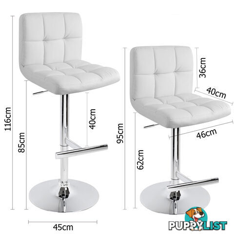 Set of 2 PU Leather Kitchen Bar Stool White