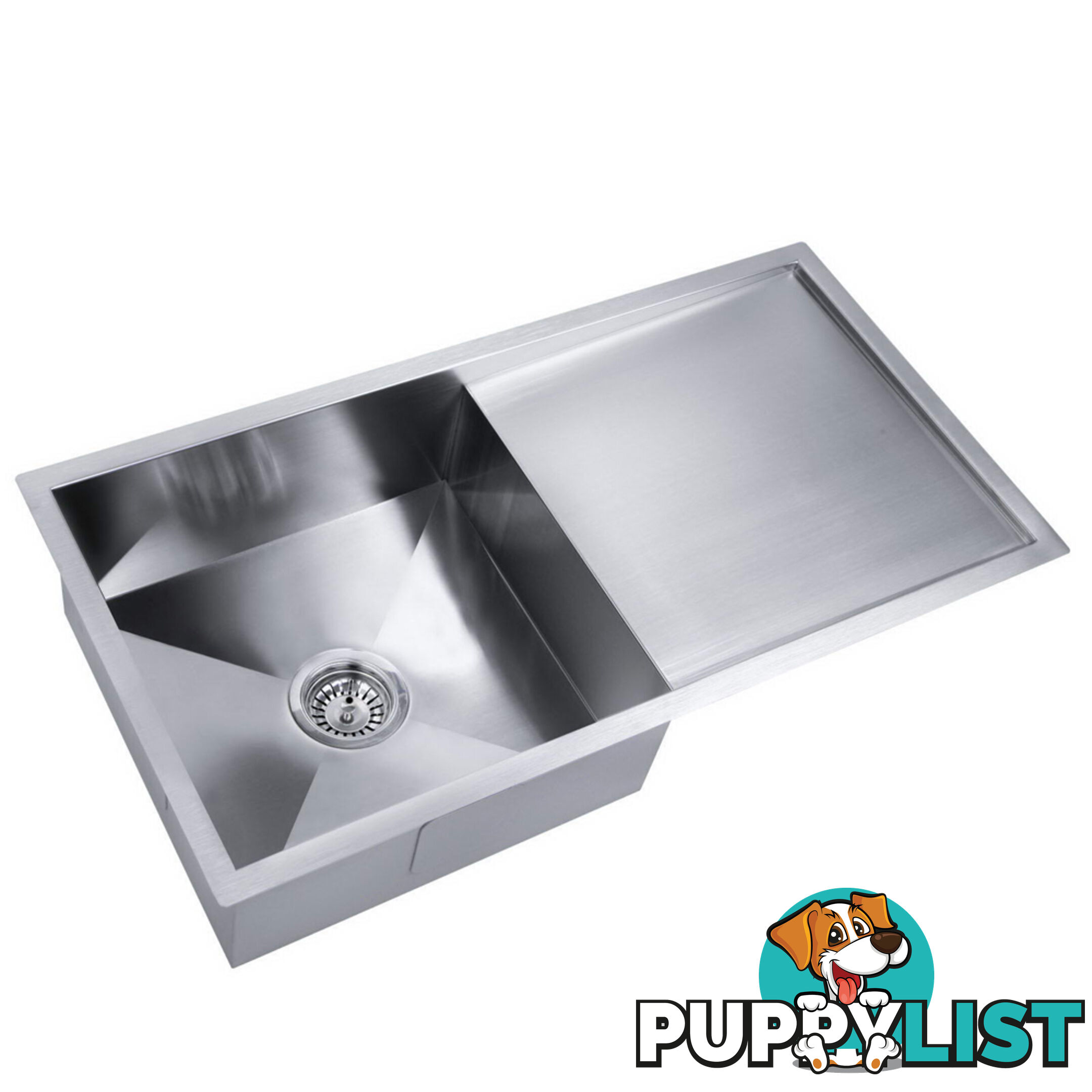 Stainless Steel Kitchen/Laundry Sink w/ Strainer Waste 870x450mm