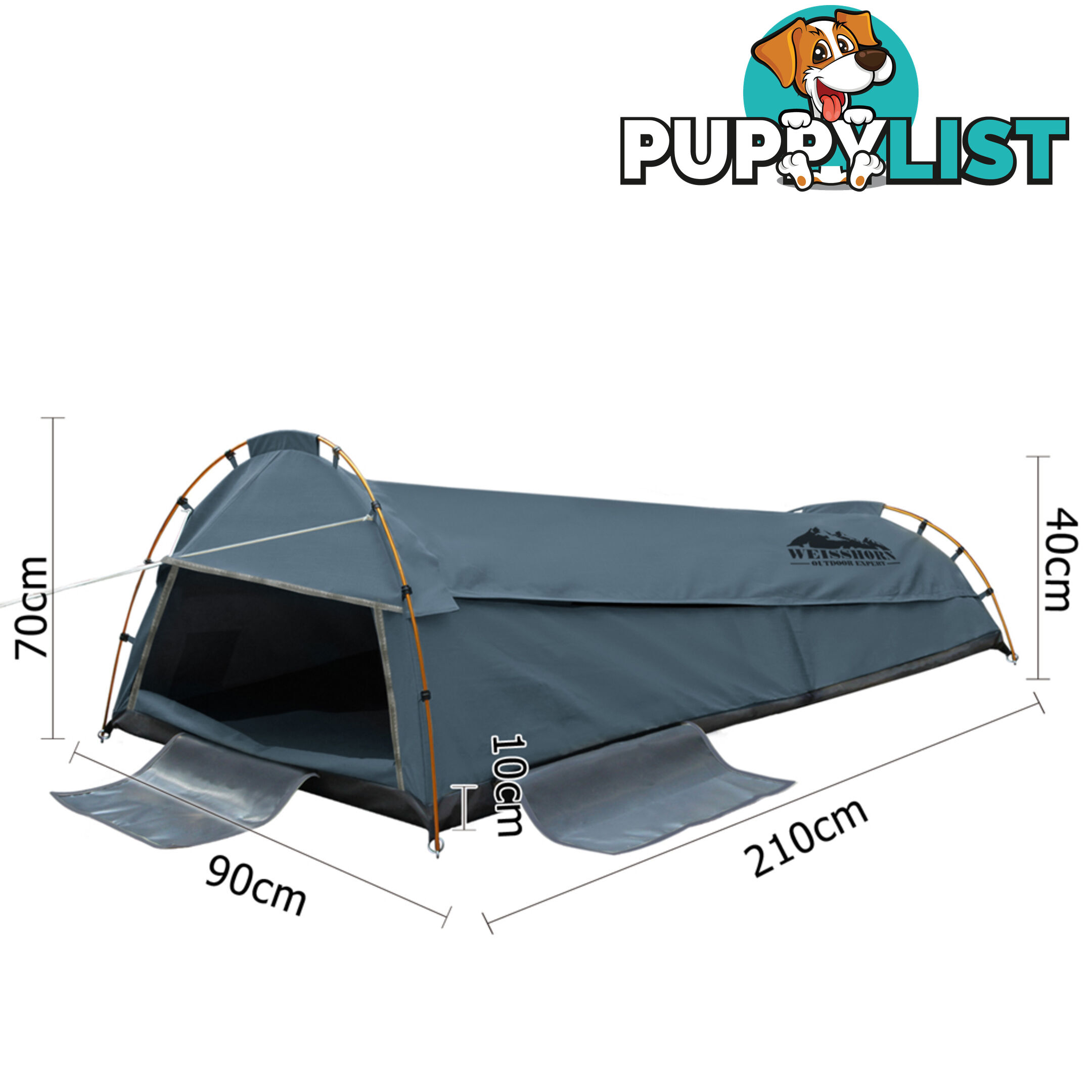 King Single Camping Canvas Swag Tent Navy w/ Air Pillow