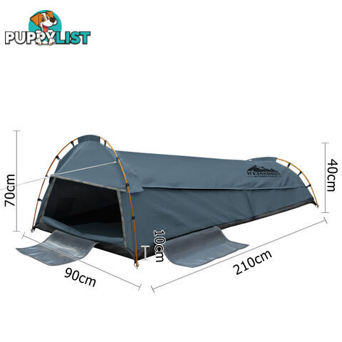 King Single Camping Canvas Swag Tent Navy w/ Air Pillow