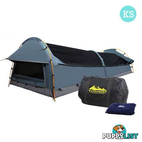 King Single Camping Canvas Swag Tent Navy w/ Air Pillow