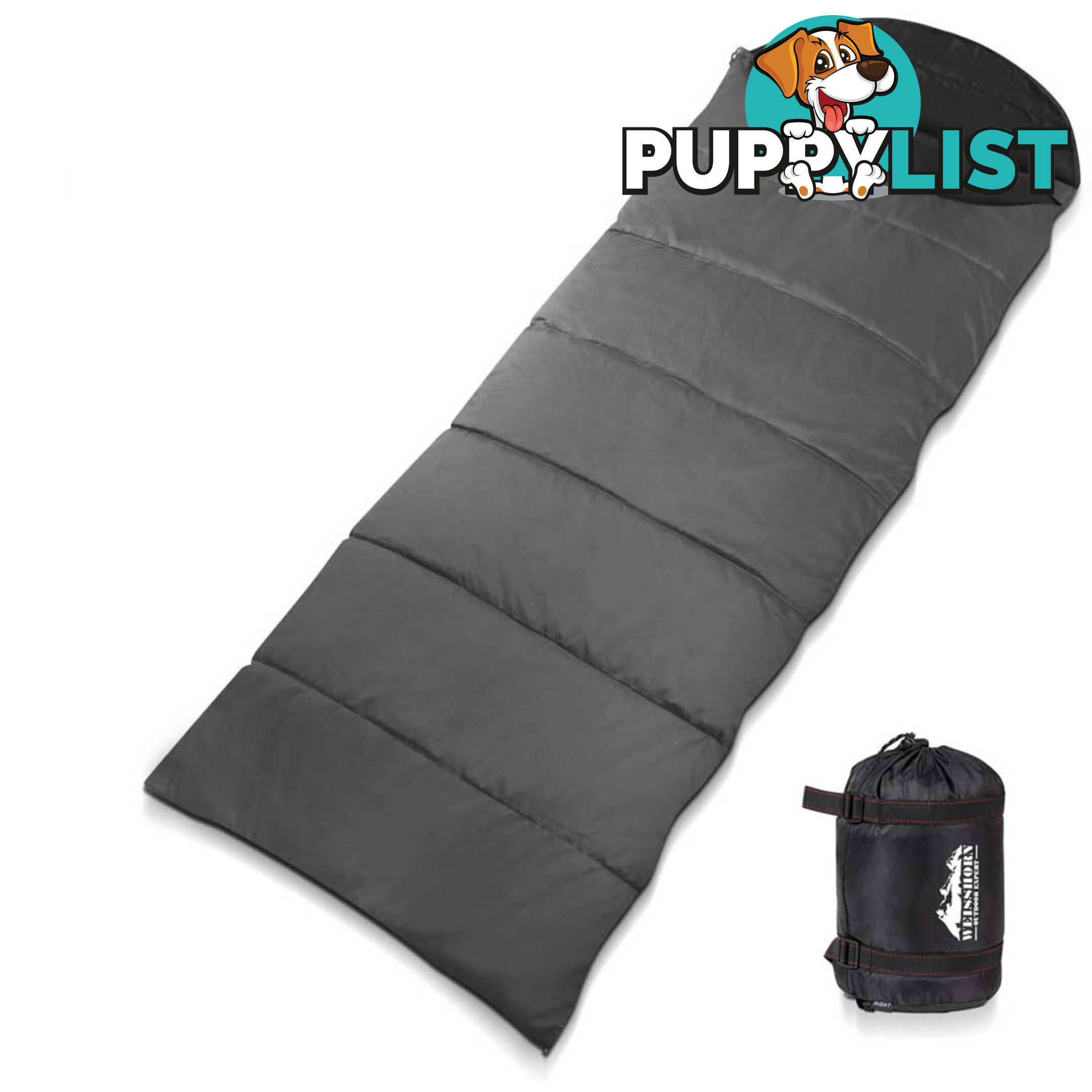 Single Camping Envelope Sleeping Bag Grey Black