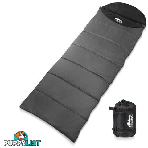 Single Camping Envelope Sleeping Bag Grey Black