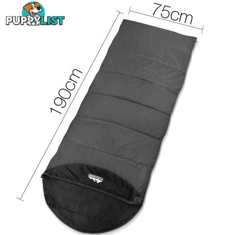 Single Camping Envelope Sleeping Bag Grey Black