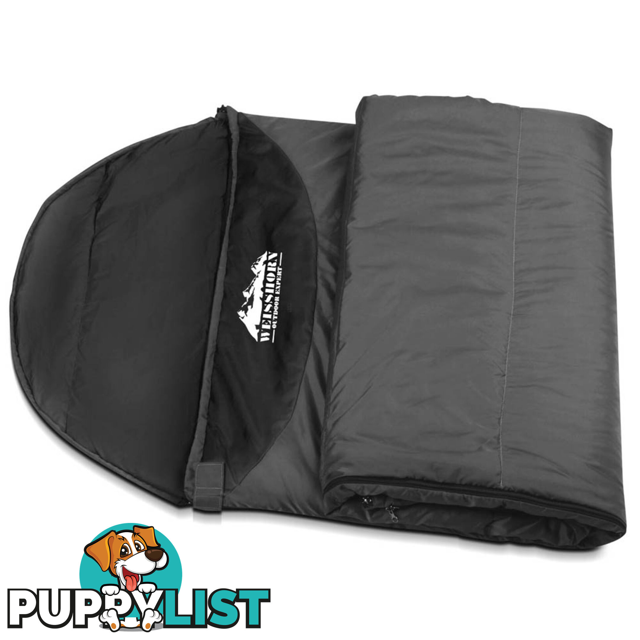 Single Camping Envelope Sleeping Bag Grey Black