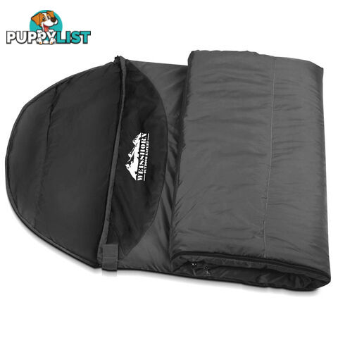 Single Camping Envelope Sleeping Bag Grey Black