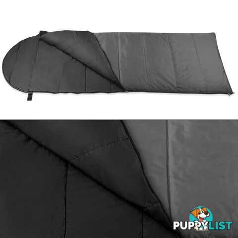 Single Camping Envelope Sleeping Bag Grey Black