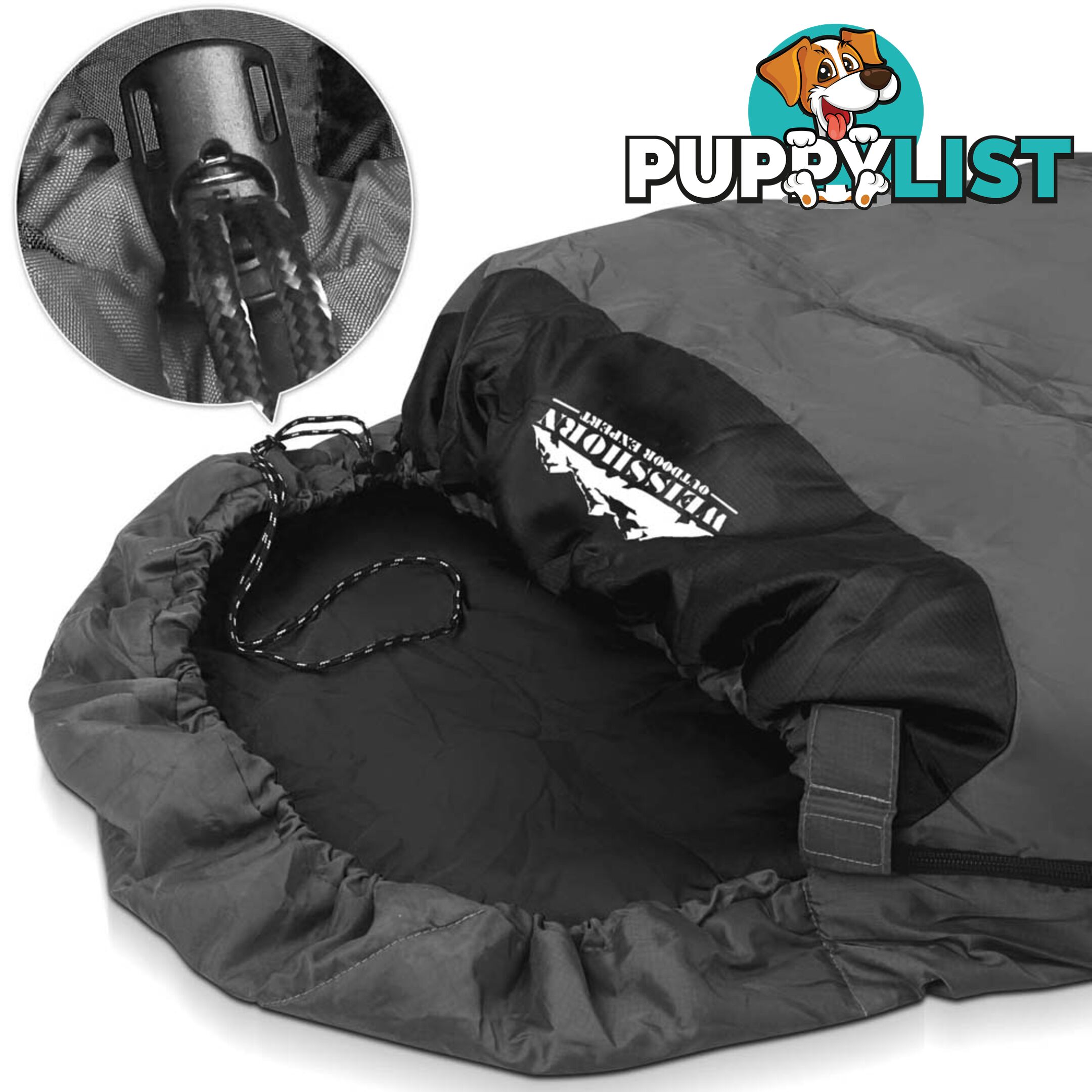 Single Camping Envelope Sleeping Bag Grey Black