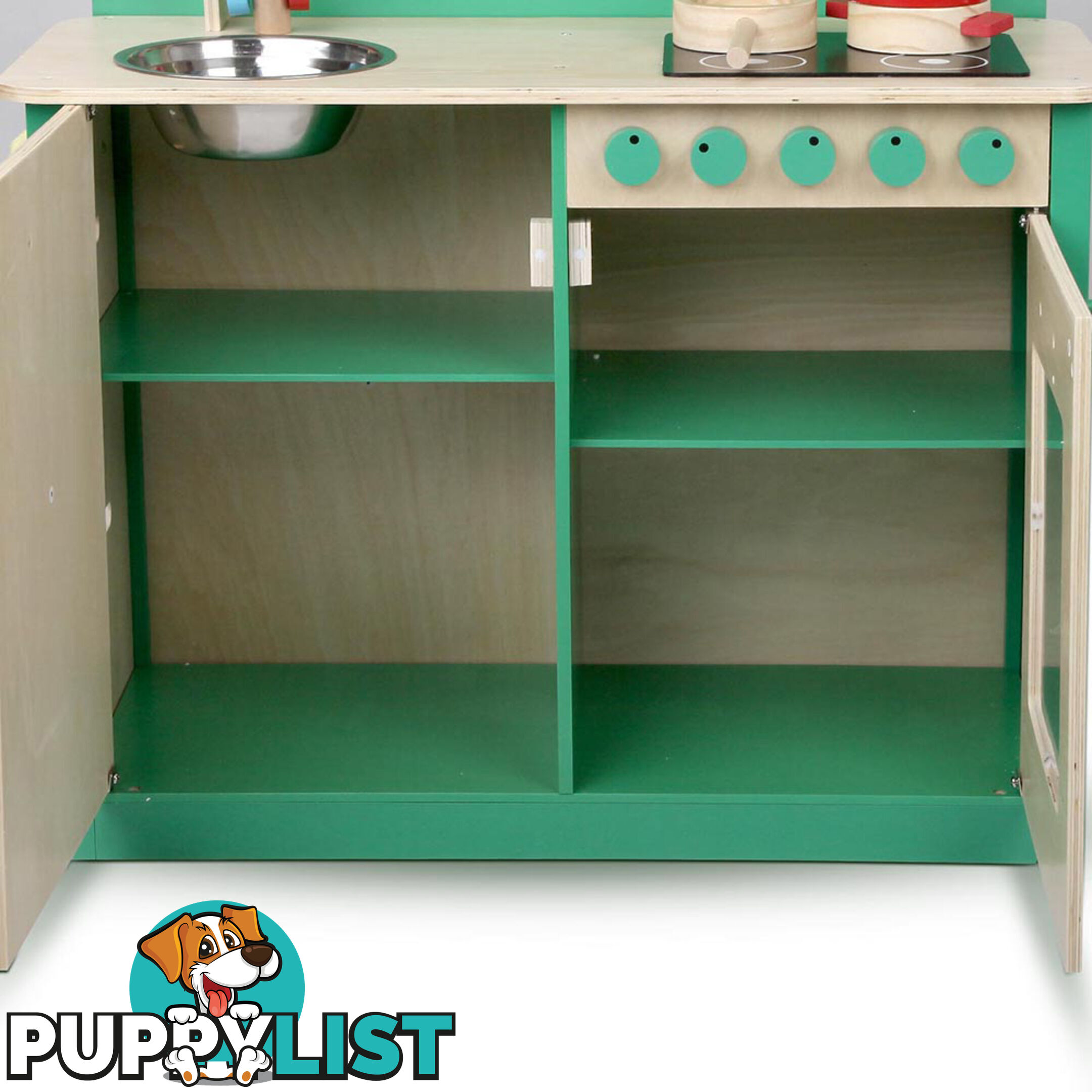 Kids Wooden Play Set Kitchen 8 Piece - Green