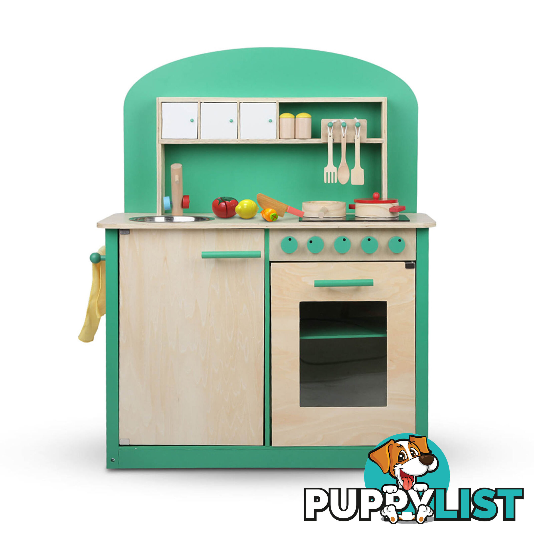 Kids Wooden Play Set Kitchen 8 Piece - Green